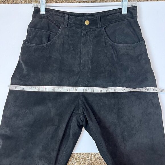 Vintage Bushwacker genuine leather suede Black Mom pants Size 8 High Rise Y2K - Picture 7 of 9